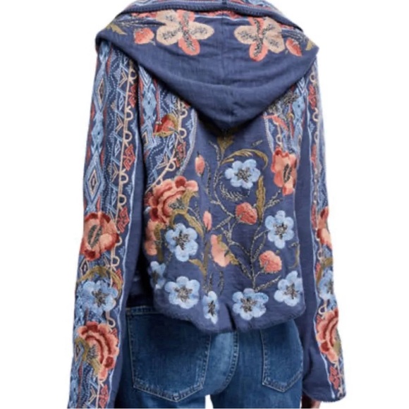 Johnny Was metallic thread Syelles Embroidered
Hoodie Jacket Indigo NWT RARE - Picture 14 of 16